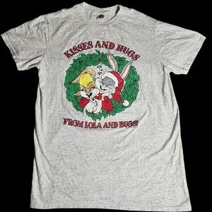 Unisex Looney Tunes Holiday T-Shirt – "Kisses and Hugs from Lola and Bugs"